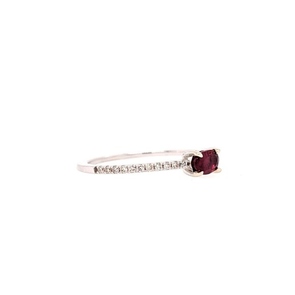 Ruby Ring in Solid 14K Gold with Natural Diamond Accented Shank - Picture 6 of 10